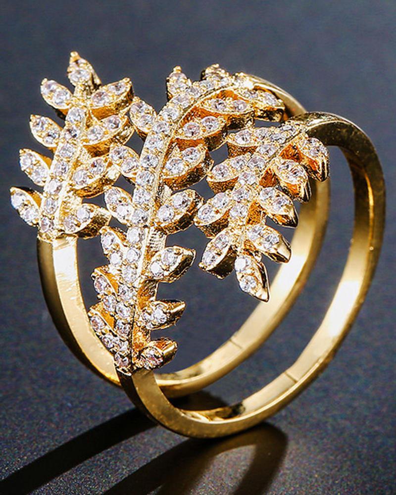 

1pc Creative Design Leaf Vine Open Ring Wedding Bridal Party Jewely, Champagne