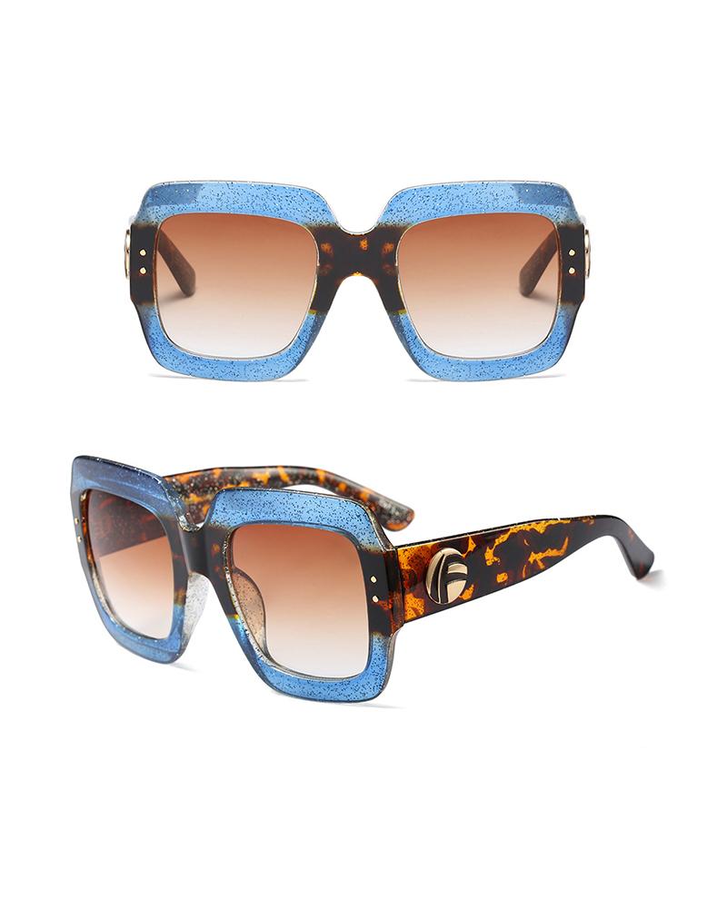 

1Pair Big Square Frame Tinted Lens Sunglasses, Blue