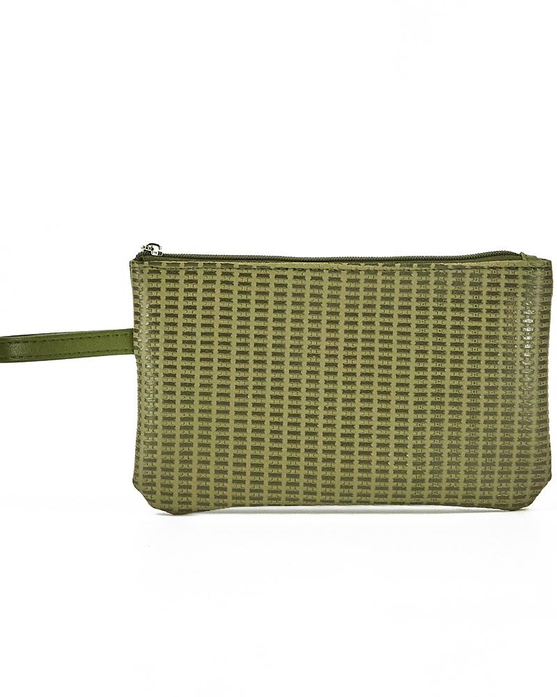 

Square Zipper Decor Functional Makeup Bag, Dark green