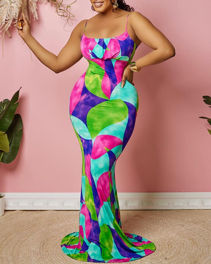 

Colorblock Spaghetti Strap Mermaid Dress, Multicolor