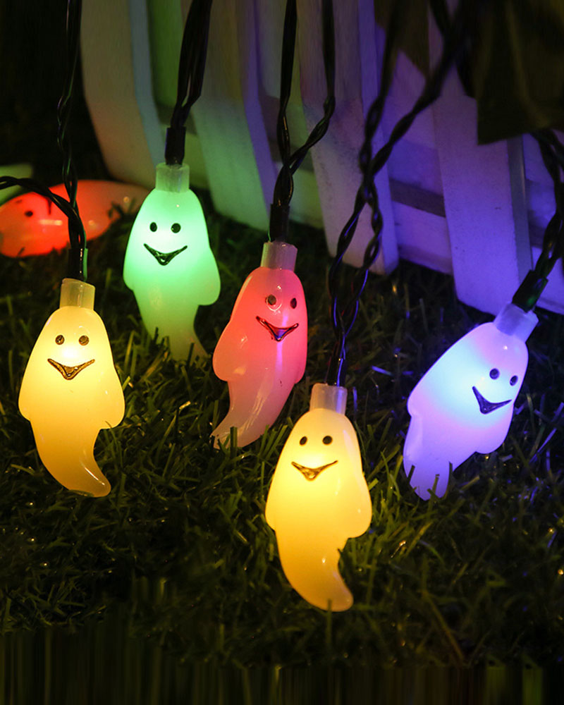 

Halloween String Lights Battery Operated Ghost String Lights Colorful Indoor Halloween Lights for Outdoor Party Porch Fireplace Halloween Decorations, Style1