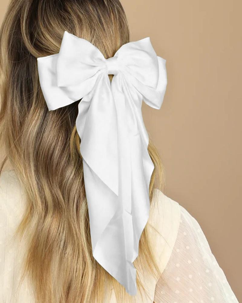 

1pcs Solid Oversized Bowknot Hairgrips Bohemian Satin Hair Clip, White
