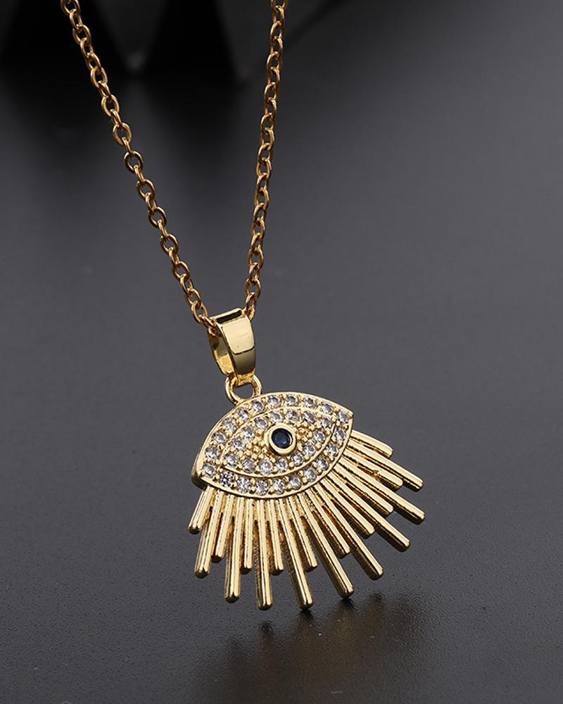 

1pc Zircon Decor Devil Eye Pendant Necklace, Style2
