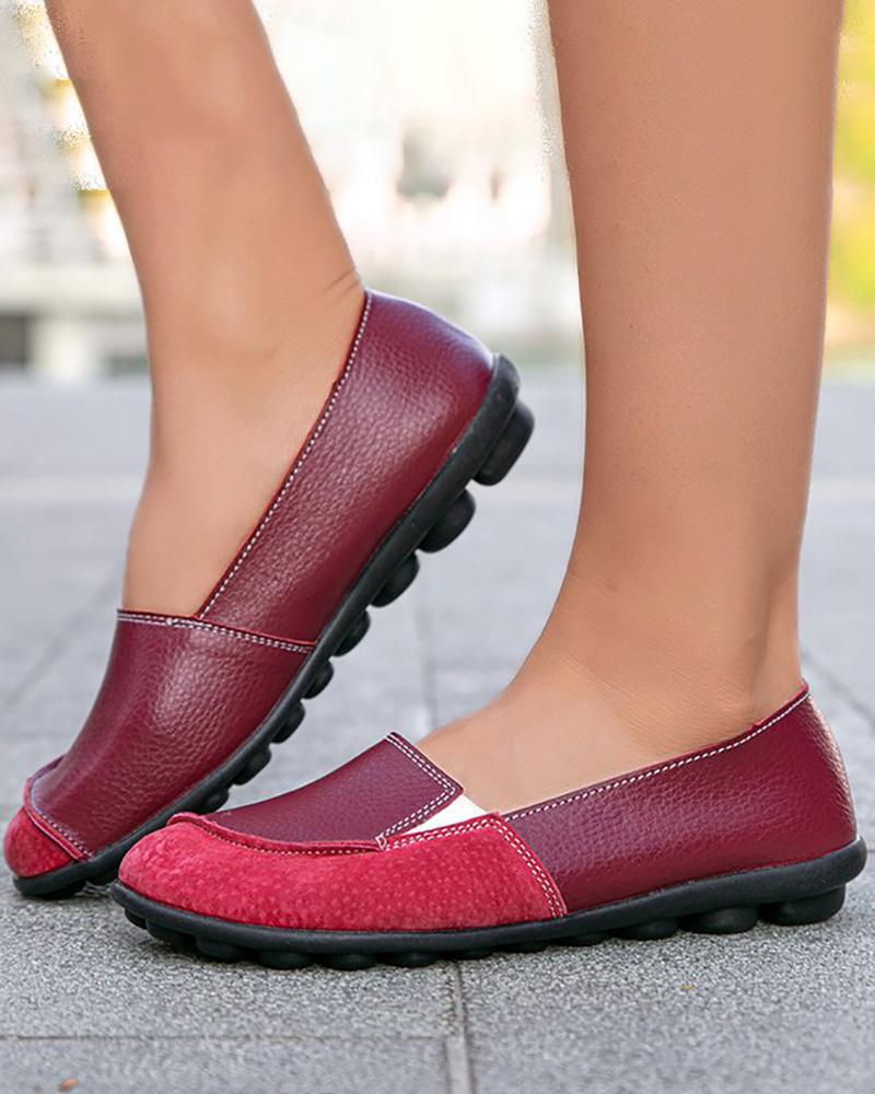 

Colorblock Slip On Loafers, Red