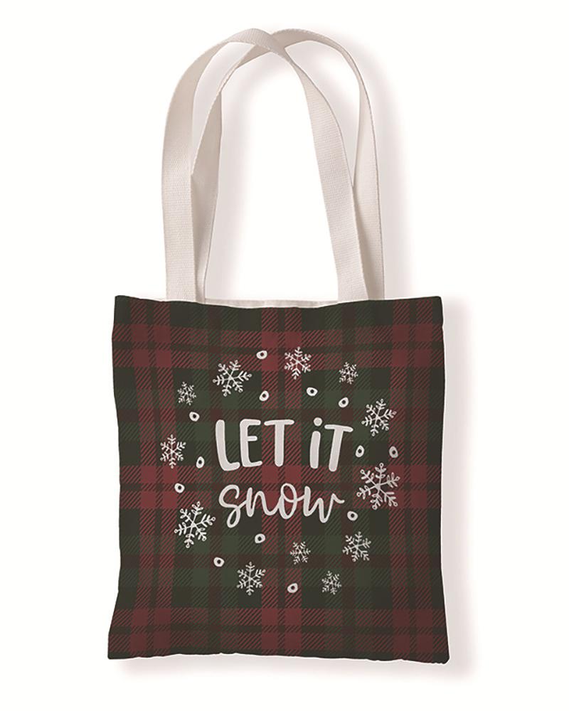 

Christmas Letter Plaid Print Shopper Bag, Style1