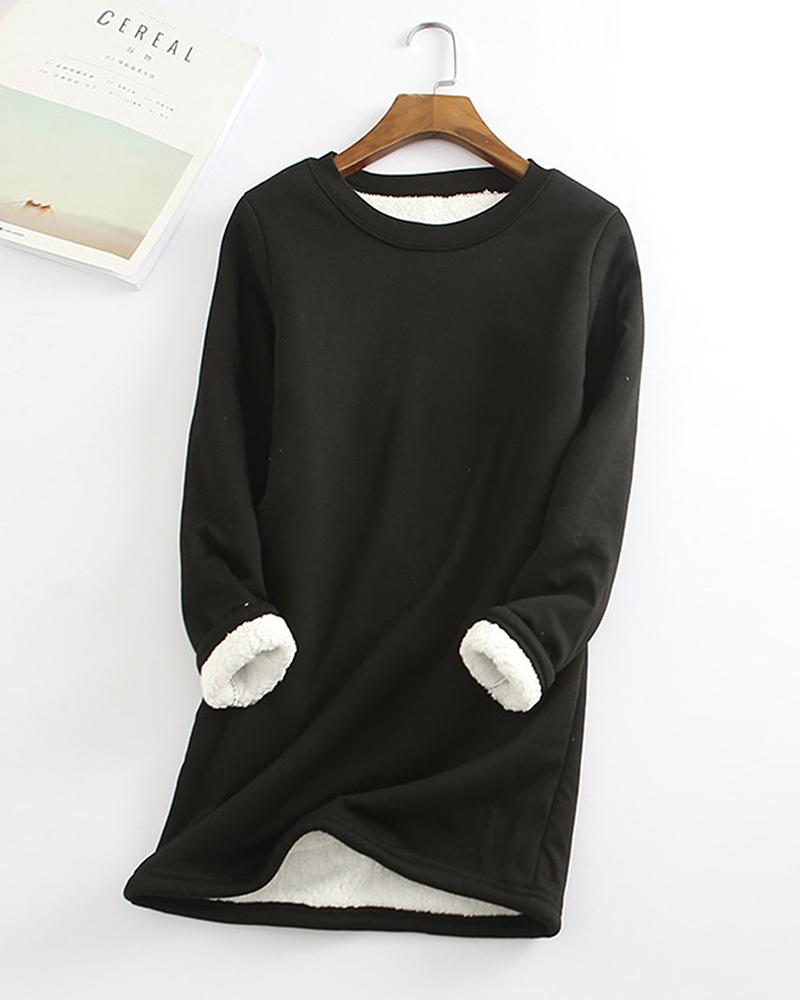 

Plain Super Thick Long Sleeve Top, Black