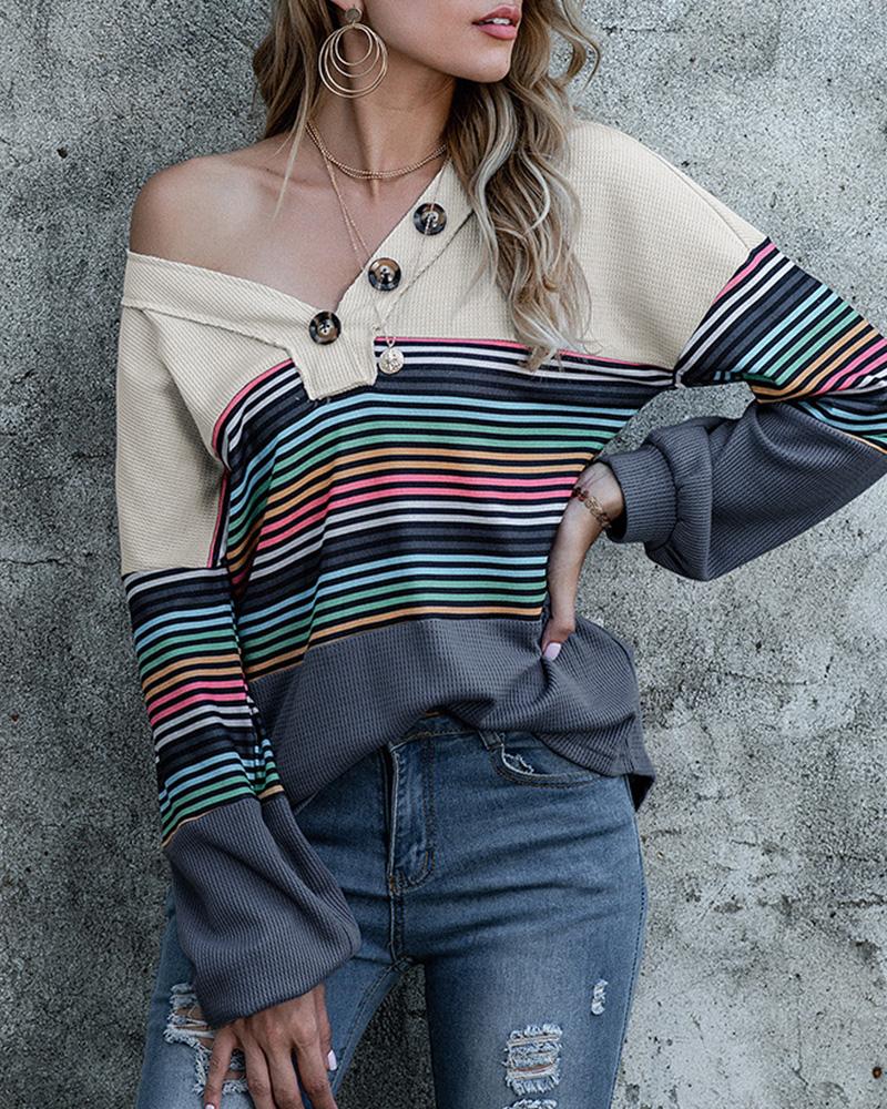 

Splicing Leopard Long Sleeve Buttons Blouse