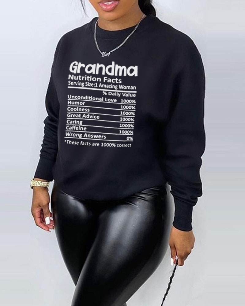 

Grandama Print Long Sleeve Sweatshirt, Black