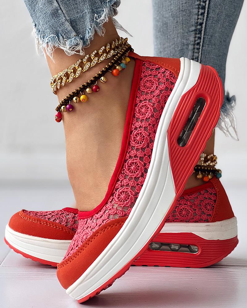

Contrast Lace Slip-on Sneakers, Orange