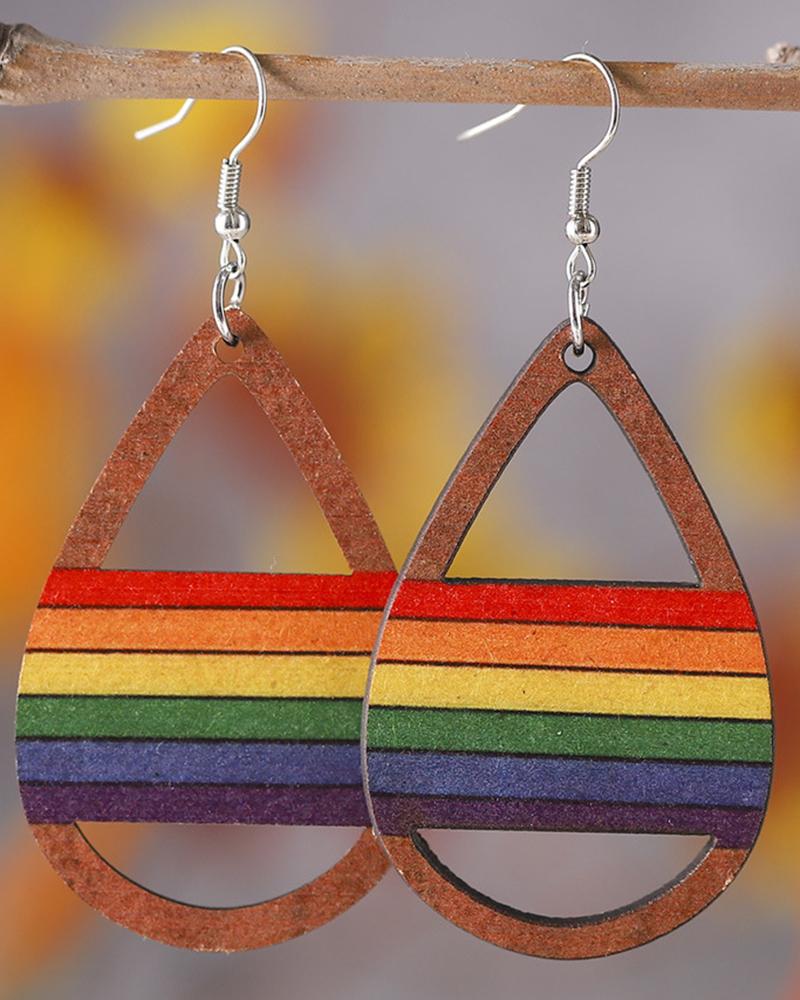 

1Pair Pride Month Rainbow Stripe Hollow Out Drop Earrings, Style1