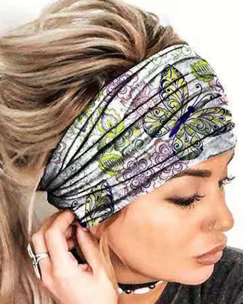 

Vintage Butterfly Yoga Sports Headband, Green
