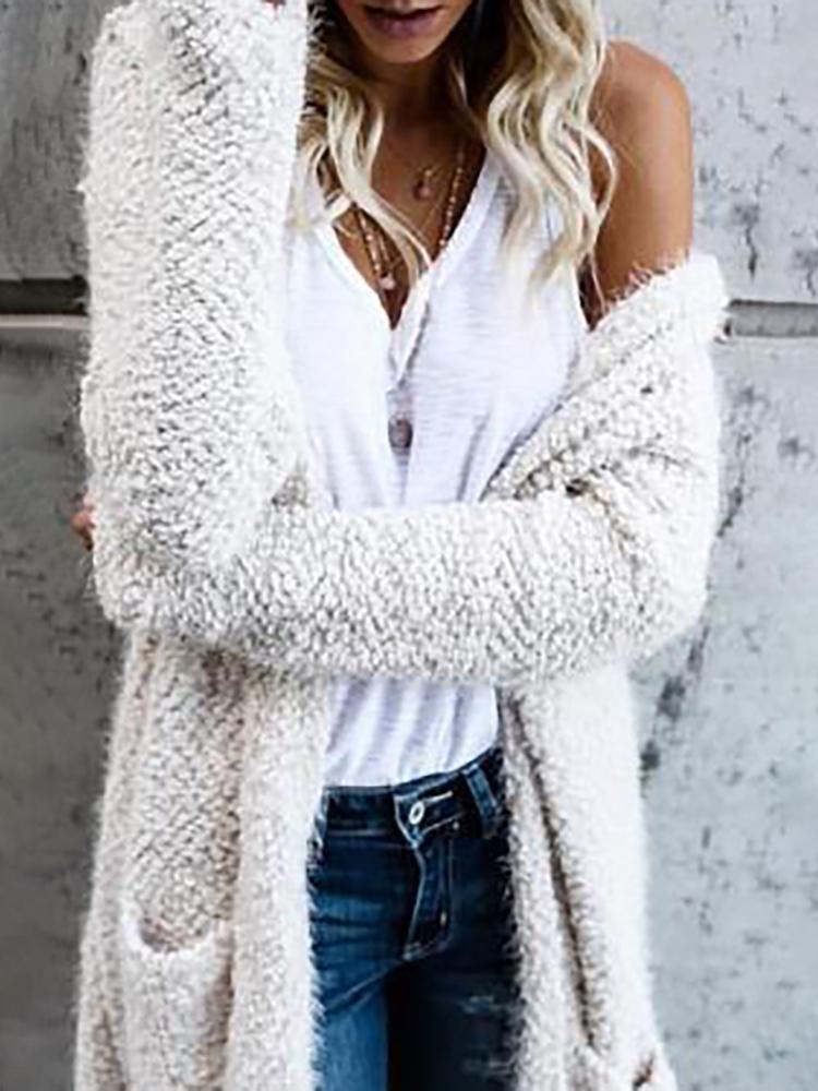 

Reversible Pocket Hooded Cardigan Coat, White