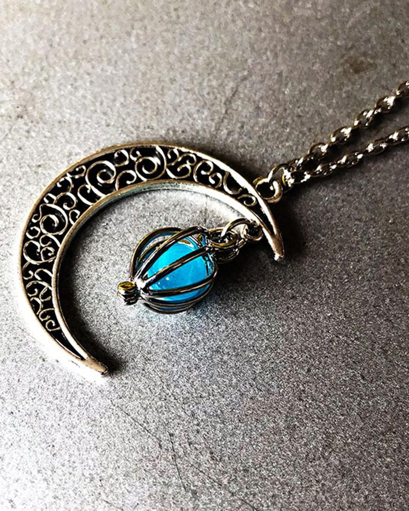 

Halloween Moon Luminous Light Pendant Necklace, Blue