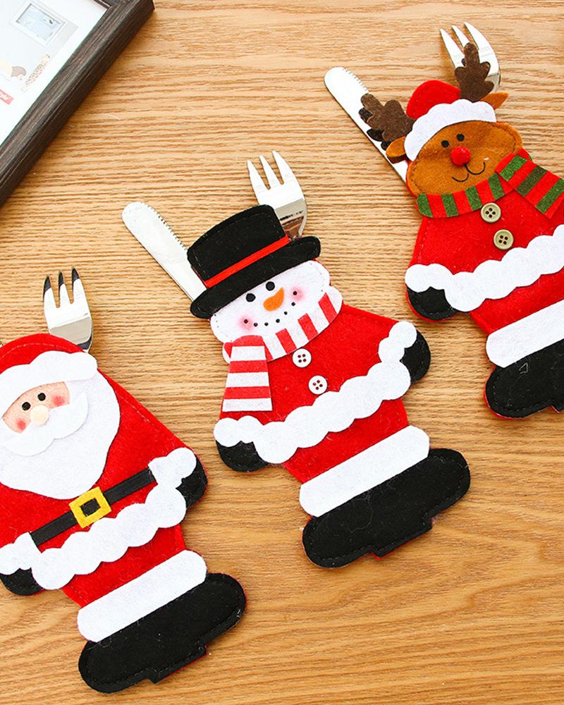

1pc Christmas Silverware Holder Tableware Cutlery Fork Spoon Knives Storage Bag Dinner Table Decorations Party Supplies, Style2