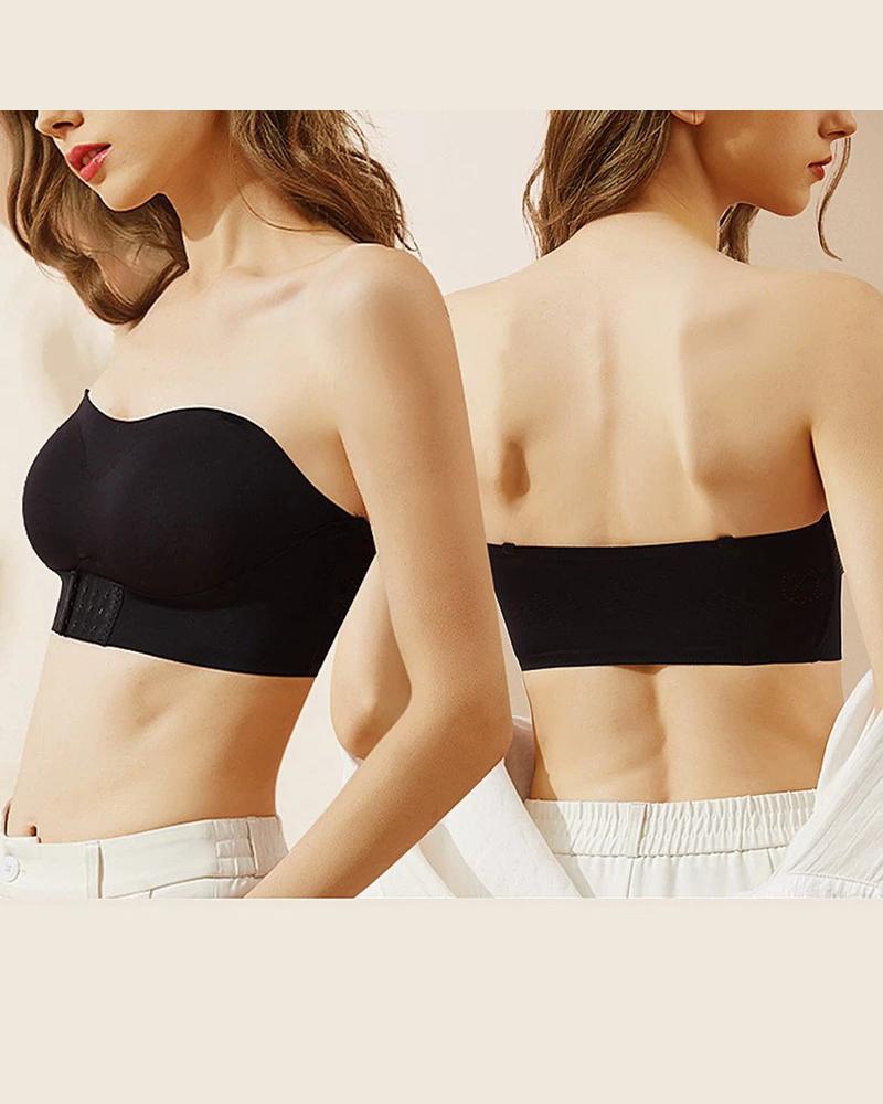 

Adjustable Strap Seamless Push Up Bralette, Black