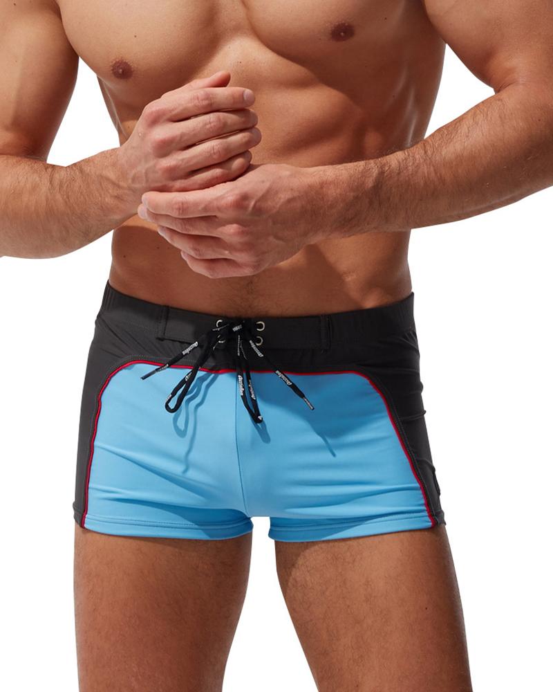 

Color Block Drawstring Swim Underpants, Style4