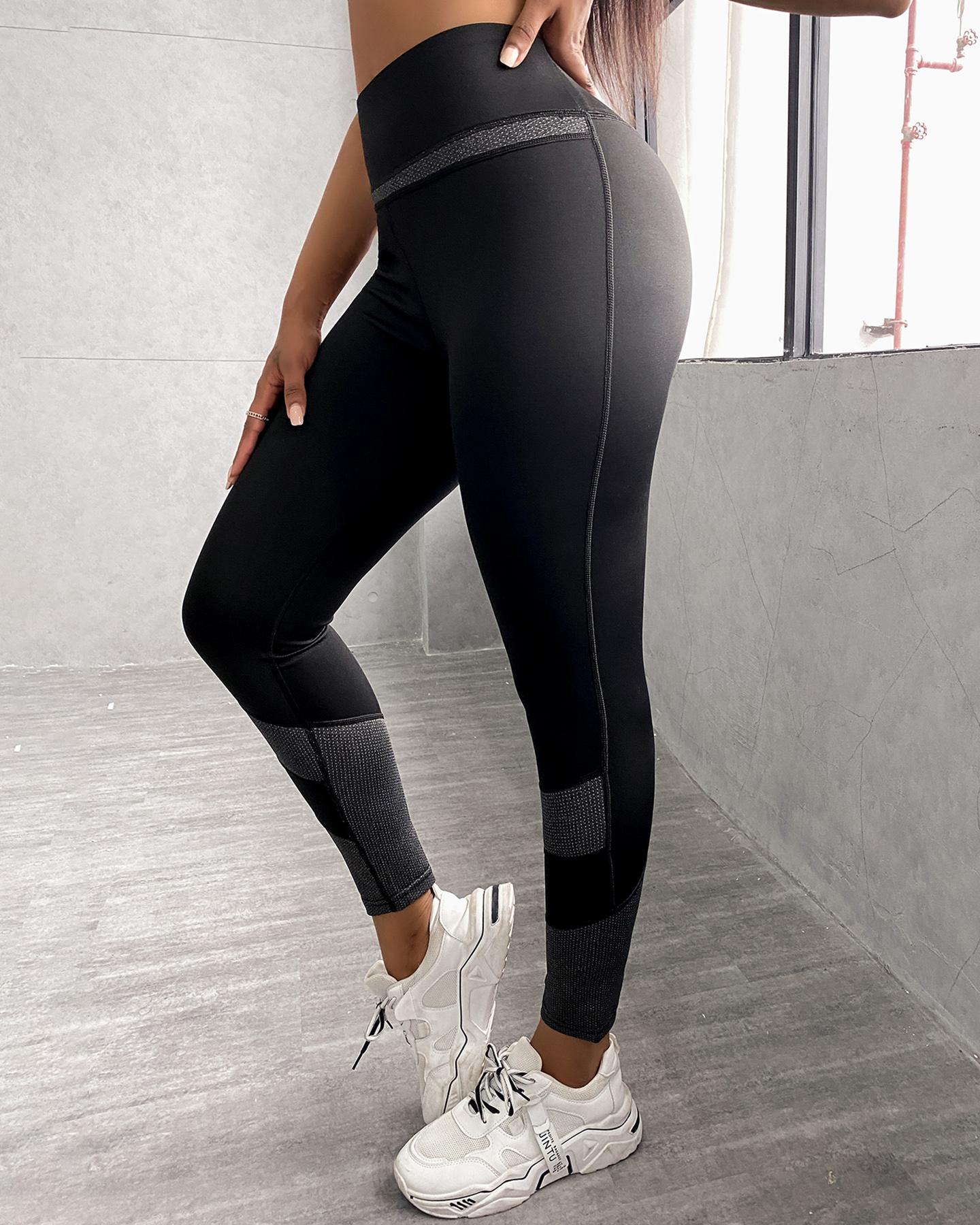 

Colorblock High Waist Seamless Workout Gym Tight Leggings Butt Lift Stretchy Yoga Pants, Black