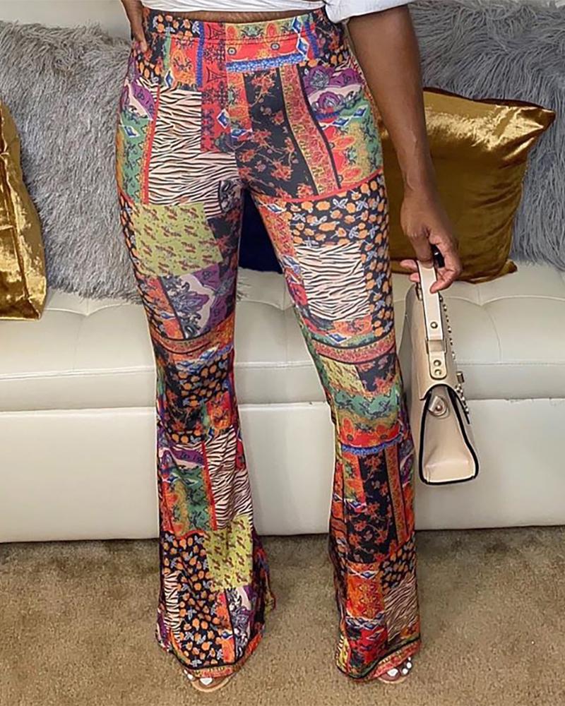 

Colorblock High Waist Bootcut Pants, Multicolor