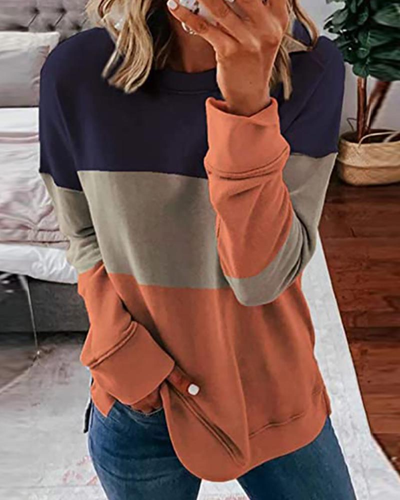 

Colorblock Long Sleeve Pullover Sweatshirt, Style3