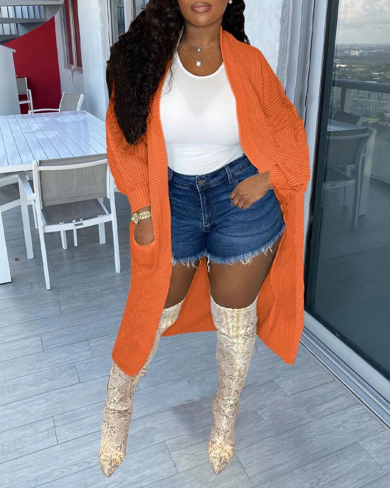 

Open Front Chunky Knit Longline Cardigan, Orange