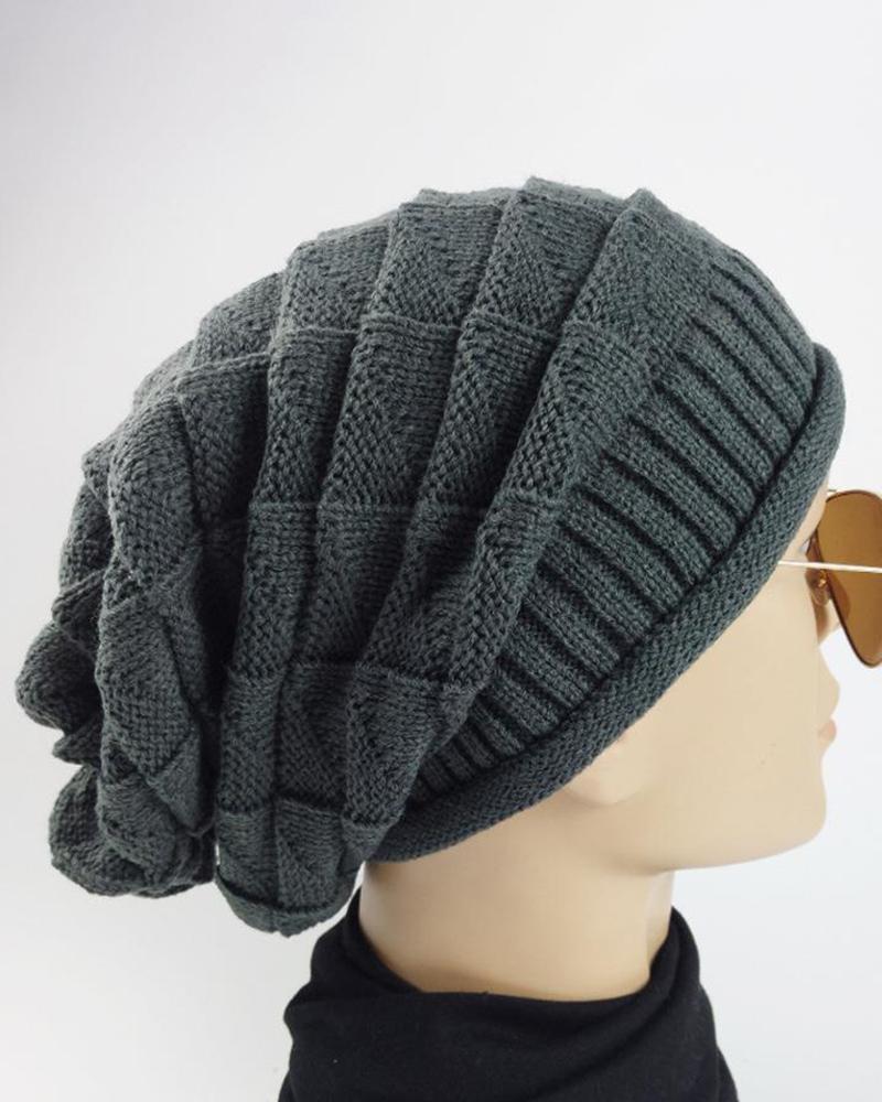 

Women's Beanie Slouchy Outdoor Home Street Knitted Pure Color Portable Windproof Comfort Hat, Dark grey