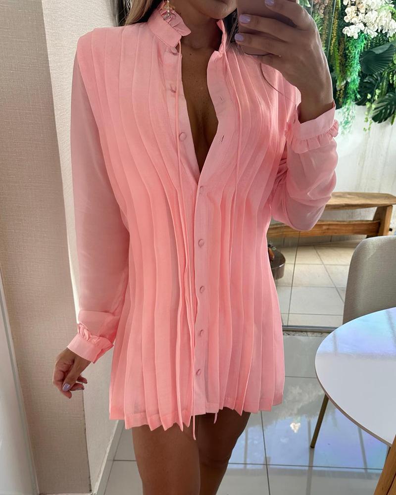 

Ruched Tied Detail Shirt Dress, Pink