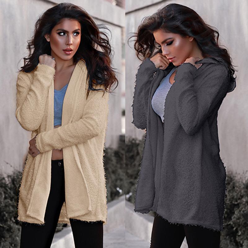 Stylish Solid Hooded Cardigan