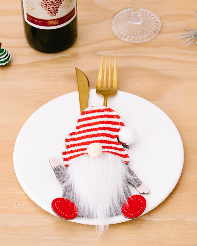 

1pc Christmas Gnome Silverware Holder Tableware Cutlery Fork Spoon Knives Storage Bag Dinner Decoration, Style3