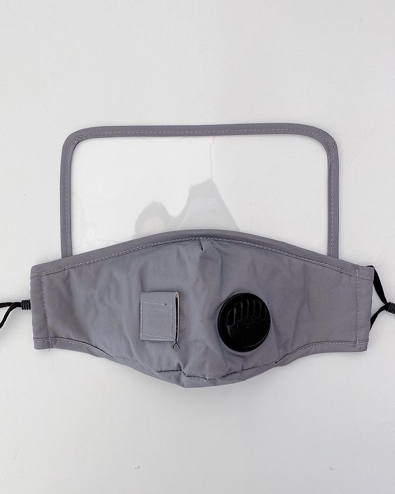

Visible Valve Face Mask With Drinking Straw Hole, Gray