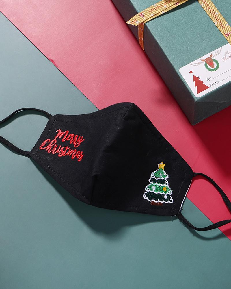 

Christmas Pattern Embroidery Face Mask With Filter For Adult, Style3