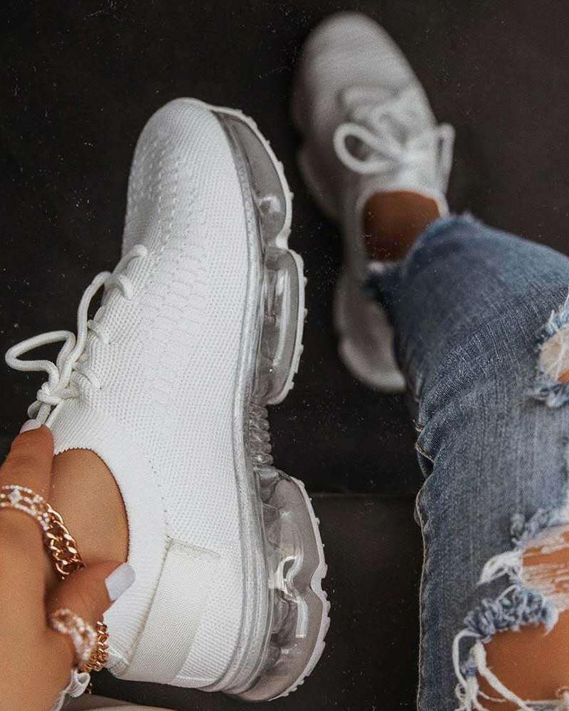 

Plain Lace-up Casual Sneaker, White