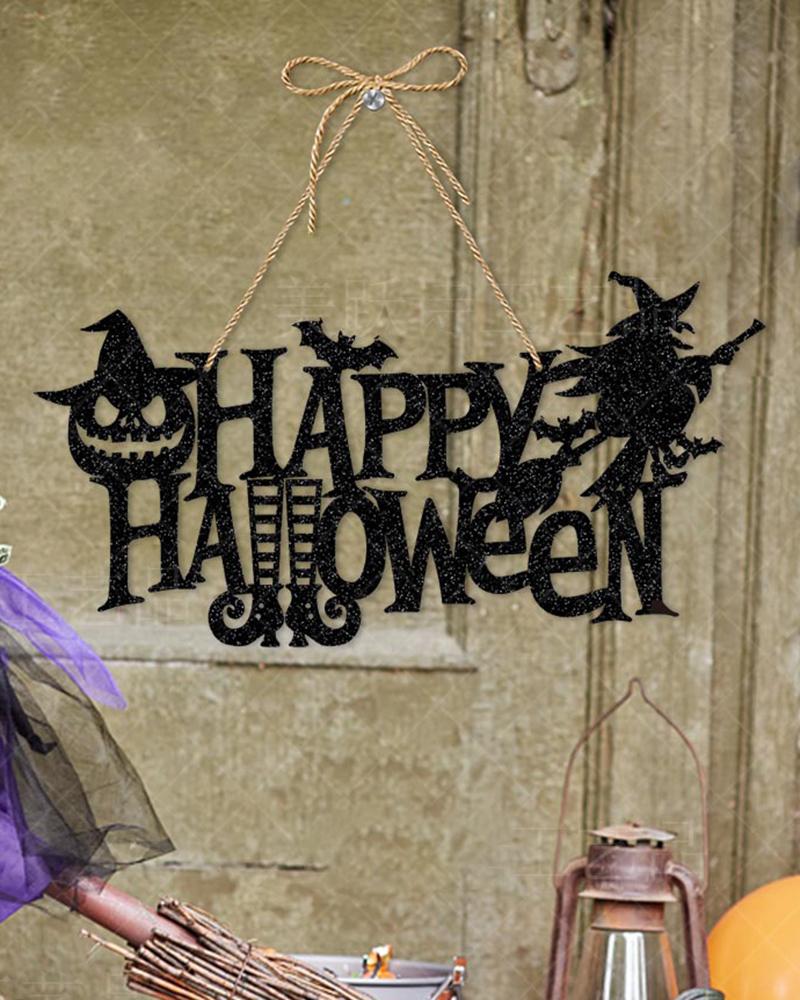 

1pc Happy Halloween Spooky Skeleton Home Decor Witch Pumpkin Hanging Welcome Door Decoration, Style3