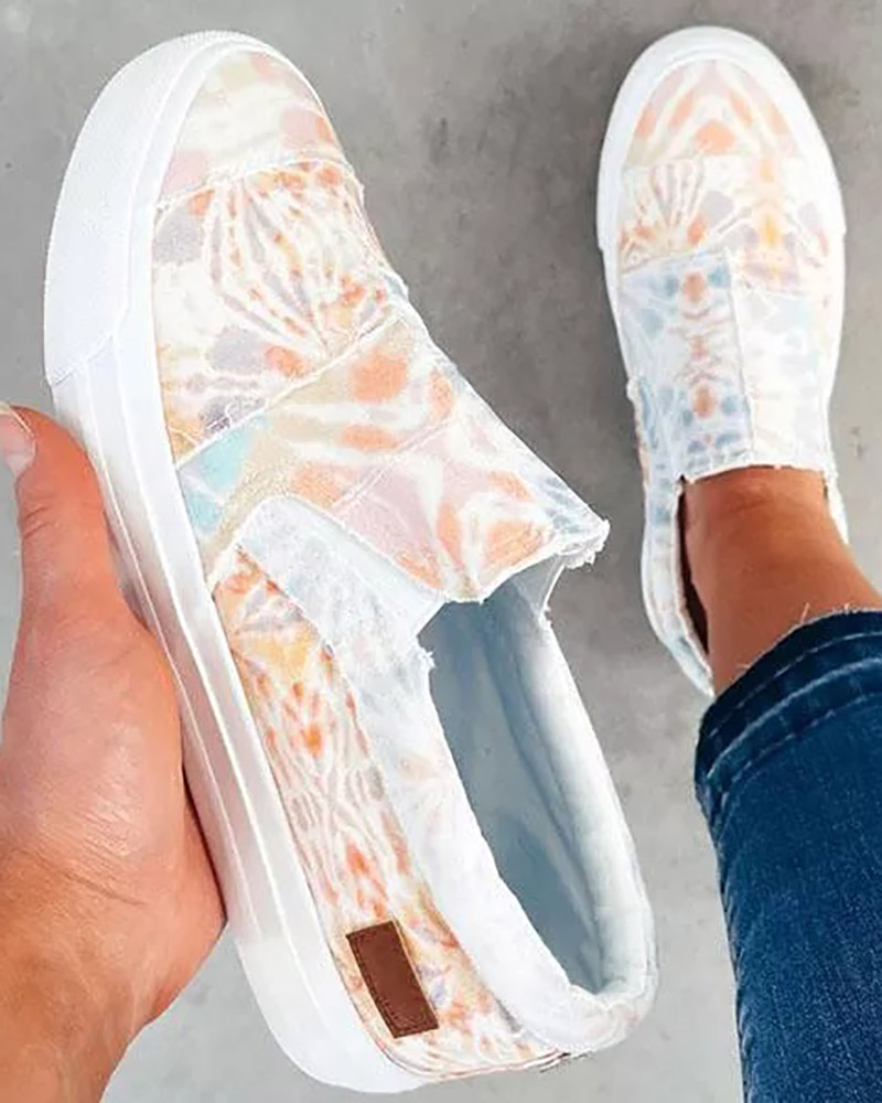 

Allover Print Slip-on Canvas Shoes, Multicolor