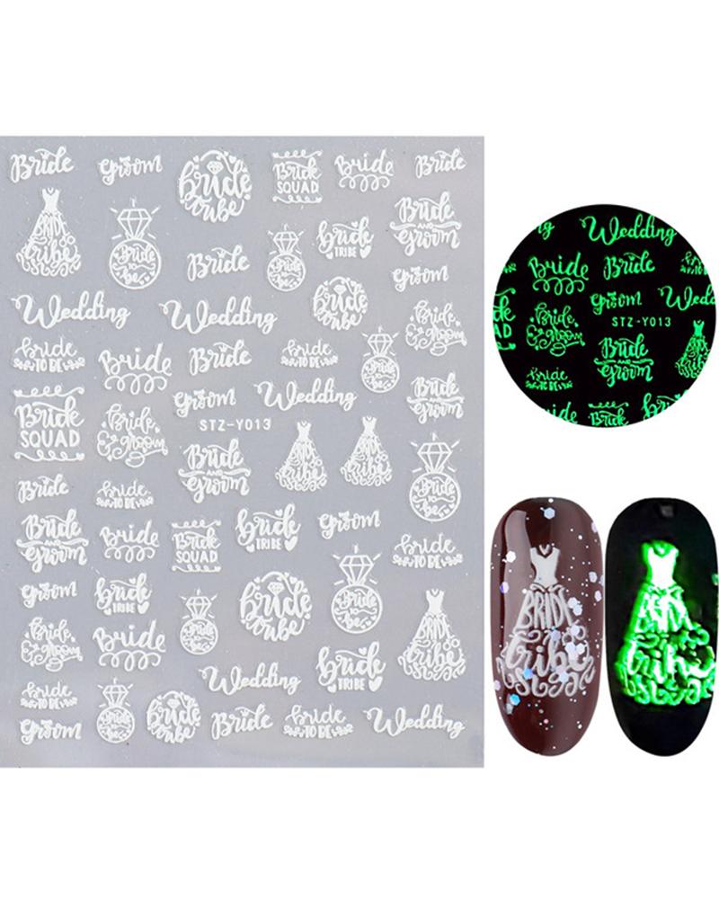 

1 Sheet Night Glow Luminous Christmas Pattern Nail Sticker, Style2