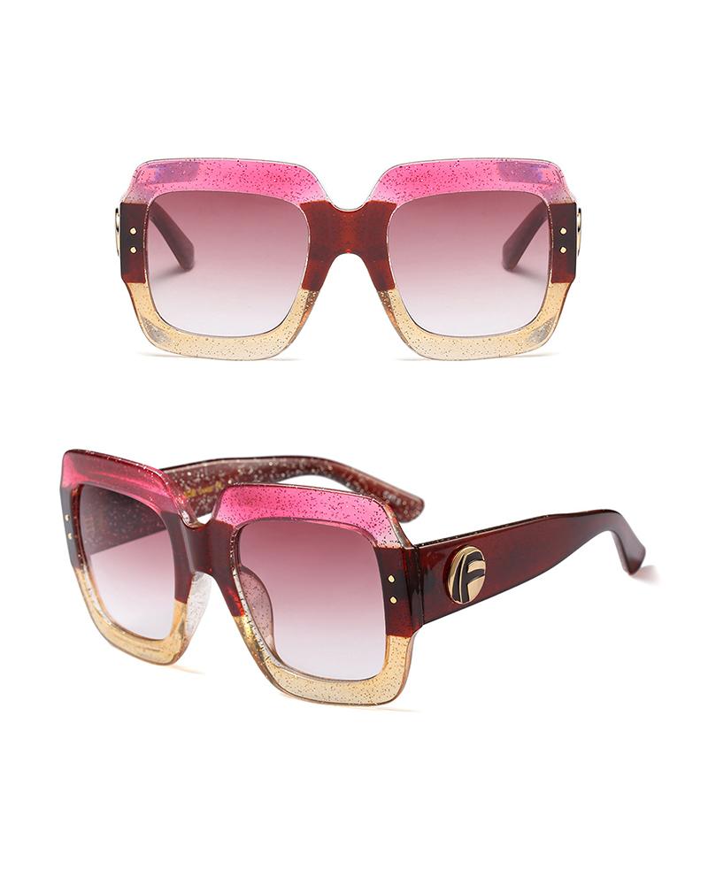 

1Pair Big Square Frame Tinted Lens Sunglasses, Pink