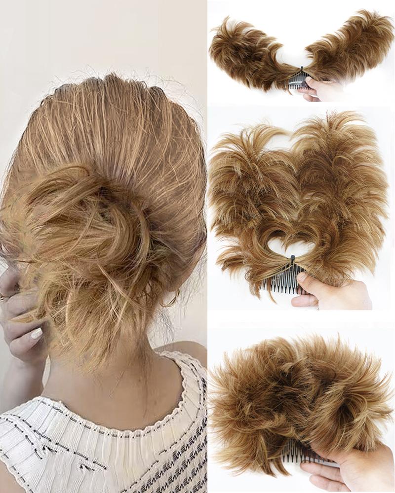 

Synthetic Messy Hair Bun Hairpiece Side Comb Clip Updo Ponytail Hair Extension, Style4