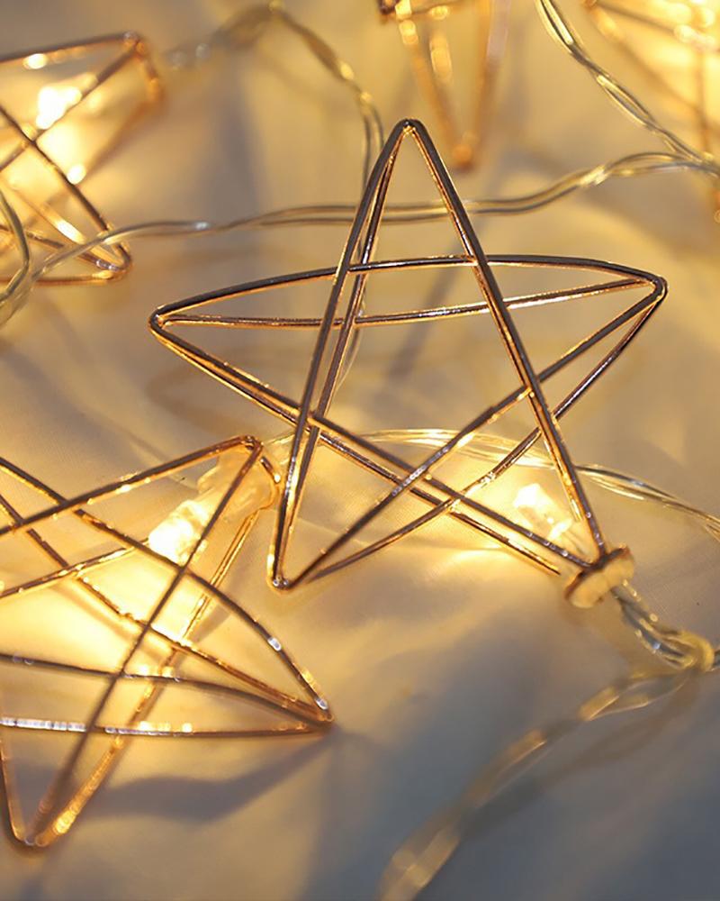 

10 LED Gold Metal Star String Lights Battery Operated Decor Lights, White
