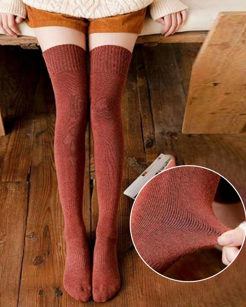 

1Pair Thigh High Leg Warmers Fleece Lined Long Boot Socks, Red