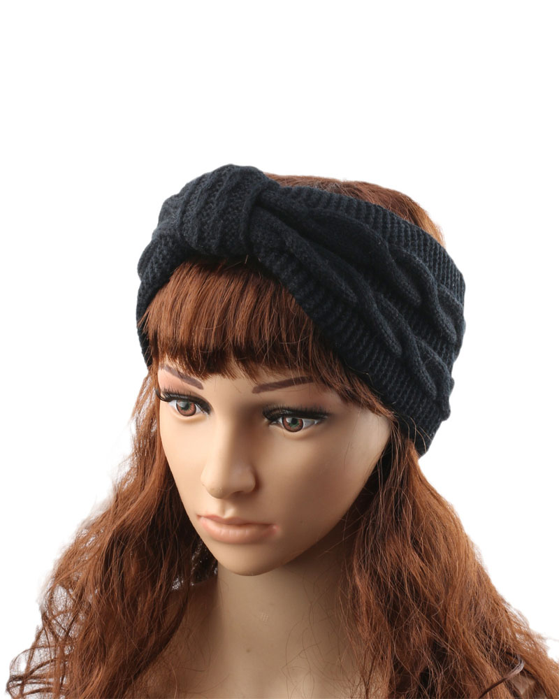 

Winter Ear Warmer Fleece Lined Cable Knit Headband Crochet Head Wrap Ear Band Covers Christmas Gift, Black