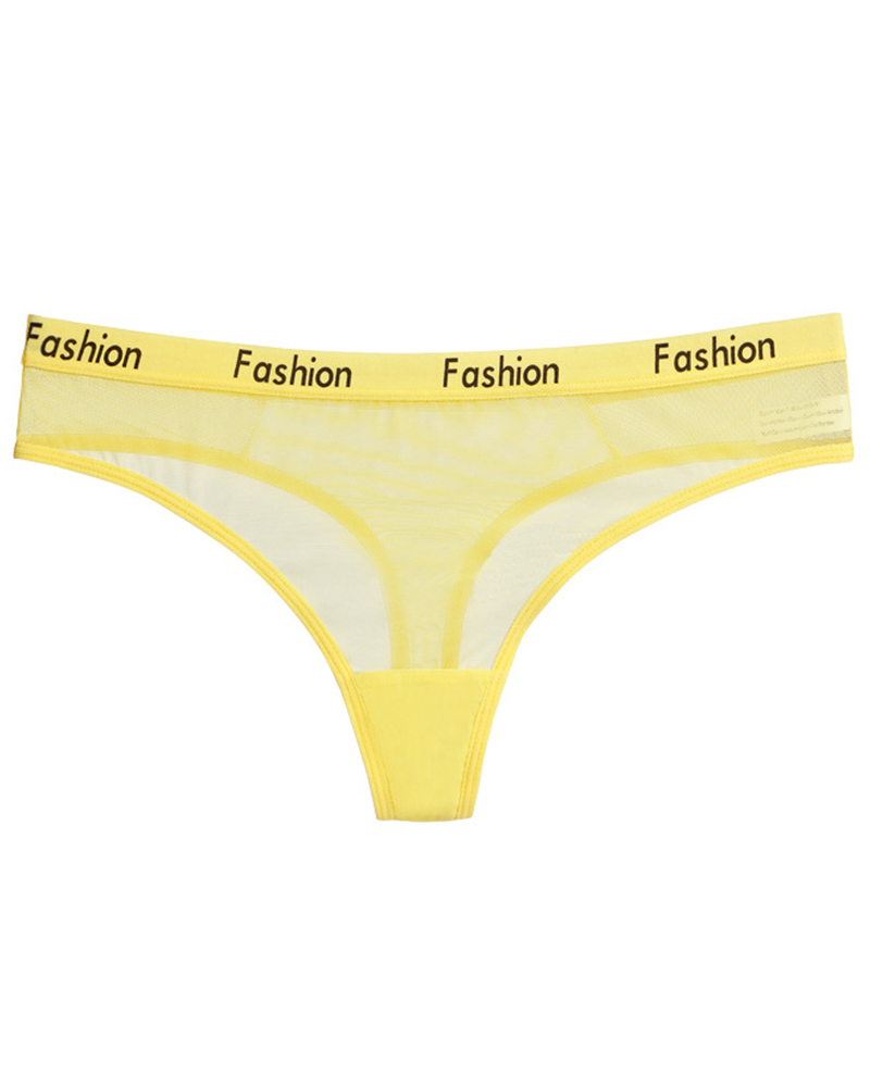 

Splicing Letter Print Low Waist Panties, Yellow