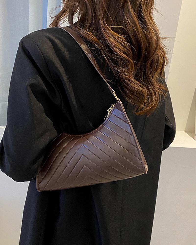 

Zipper Design Baguette Bag, Coffee