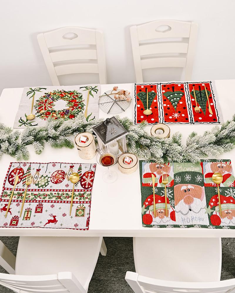 

1pc Christmas Placemat Table Mat Seasonal Winter Holiday Christmas Party Kitchen Dining Decorations, Style1