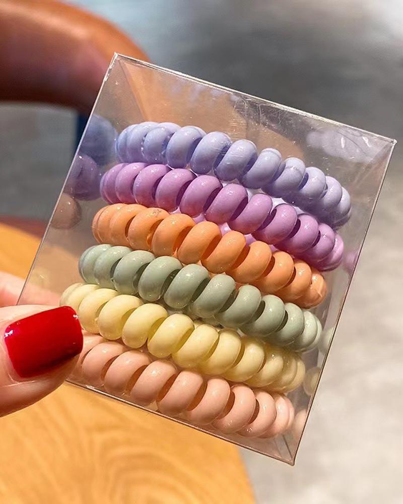 

6PCS Mixed Color Spiral Phone Cord Hair Tie, Style4