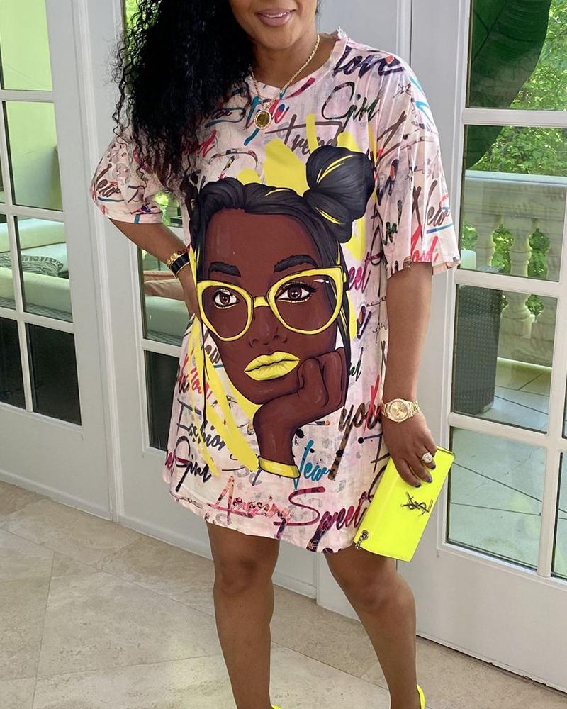 

Figure & Digital Floral Print Loose Casual Maxi Dress, White