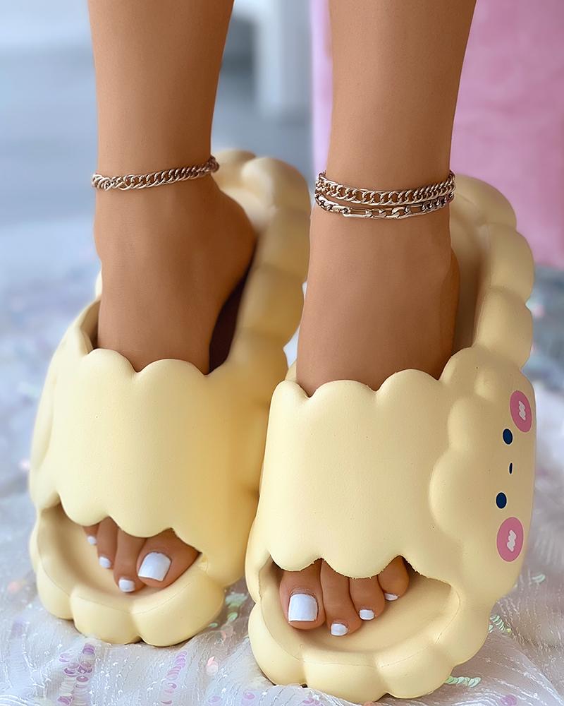 

Cloud Shy Face Shaped Soft Slippers, Yellow