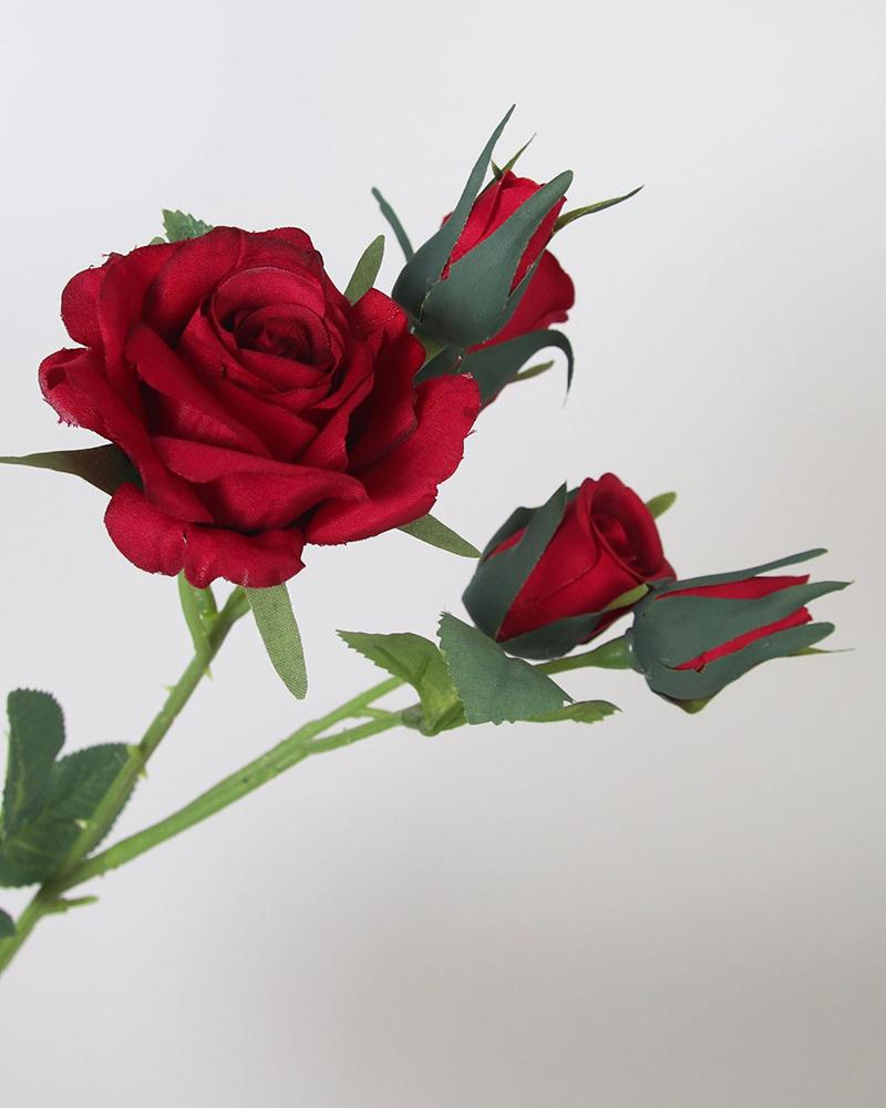 

5 Heads Artificial Roses Flowers With Stem For Wedding Party Home Decor, Red
