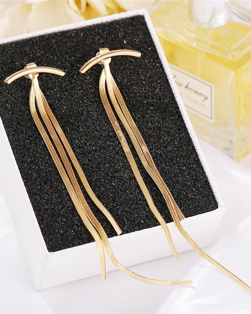 

Snake Bone Tassel Drop Earrings, Gold