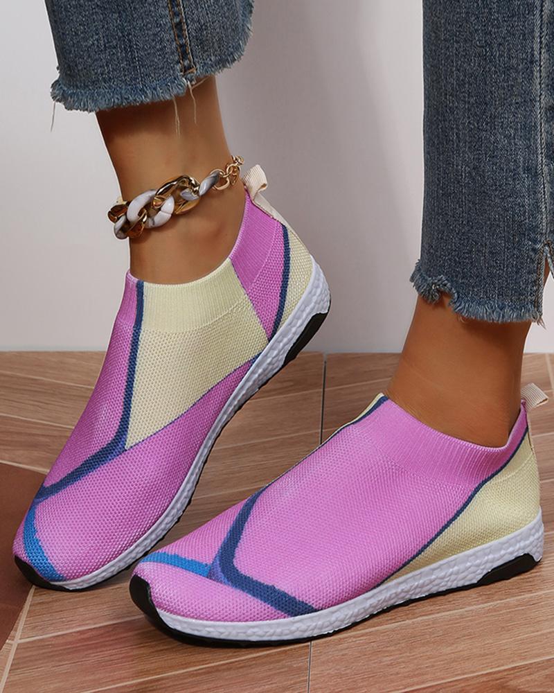 

Colorblock Slip On Running Sneakers, Purple