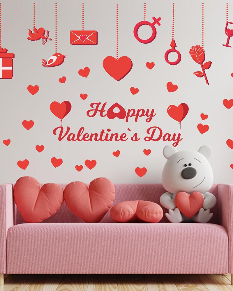 

Valentine Day Decor Cupid Angel Wall Decal Love Arrow Heart Wall Decor Stickers, Red
