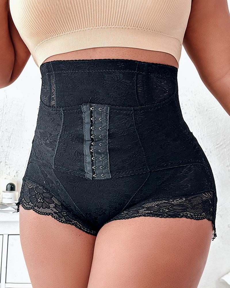 

Crochet Lace Butt Lifting Tummy Control Shapewear Underwear, Black